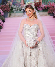 C2023-DBG593 - Vestido de novia sin tirantes con escote en forma de corazón y falda desmontable