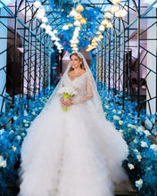 C2023-LSB4477 - beaded long sleeve ball gown wedding dress with cathedral train
