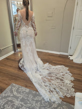 C2023-LS007B - illusion neckline sheer long sleeve lace wedding gowns