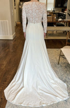 C2023-LSL44V - sexy sheer v-neck fitted long sleeve lace wedding gown with closed back