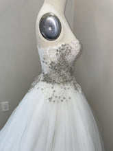 C2023-SBG7 - encrusted beaded lace strapless sweetheart organza ball gown wedding dress