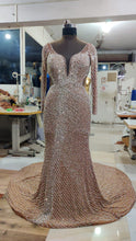 C2023P-SWeeks - Plus Size long sleeve Pageant Gown with Swarovski Crystal Beaded