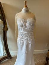 C2025-Aperkins - beaded sheer illusion neckline pleated bodice wedding gown with long sleeves from Darius Cordell