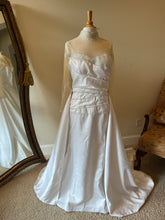 C2025-Aperkins - beaded sheer illusion neckline pleated bodice wedding gown with long sleeves from Darius Cordell