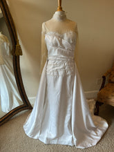 C2025-Aperkins - beaded sheer illusion neckline pleated bodice wedding gown with long sleeves from Darius Cordell