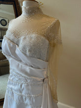 C2025-Aperkins - beaded sheer illusion neckline pleated bodice wedding gown with long sleeves from Darius Cordell