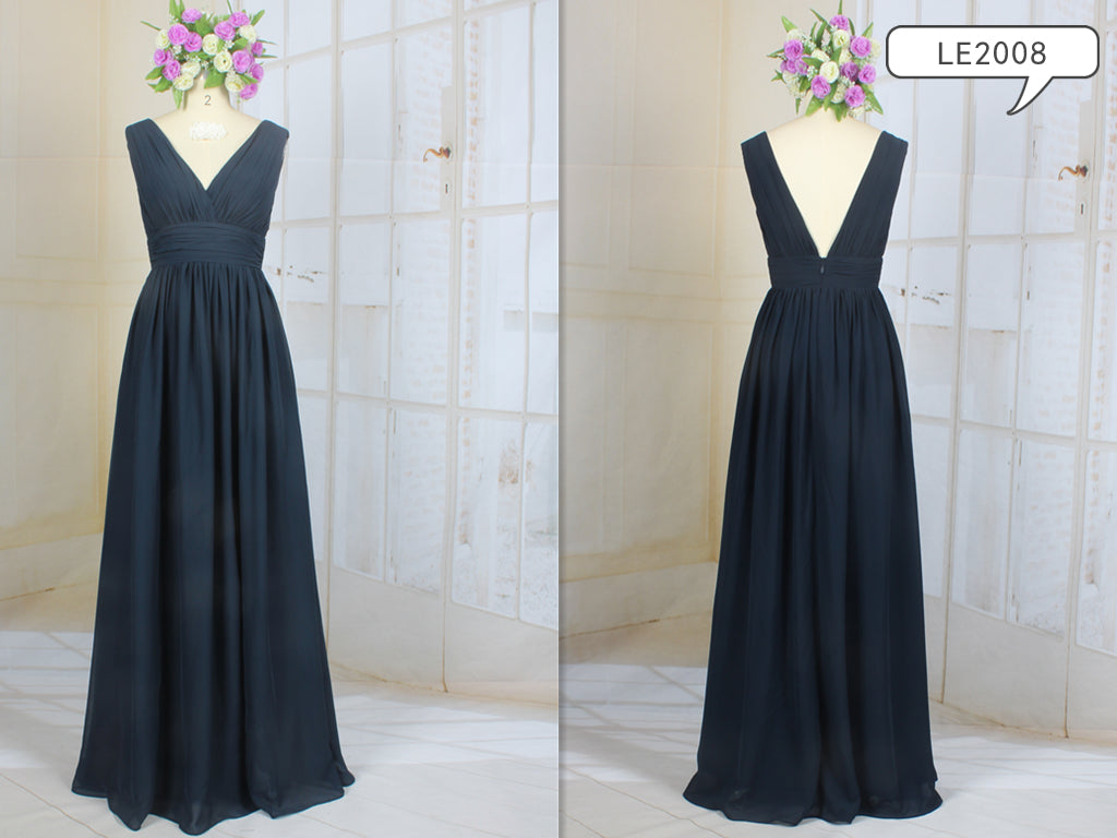 LE2008 - sleeveless v-neck plus size empire waist formal evening gowns