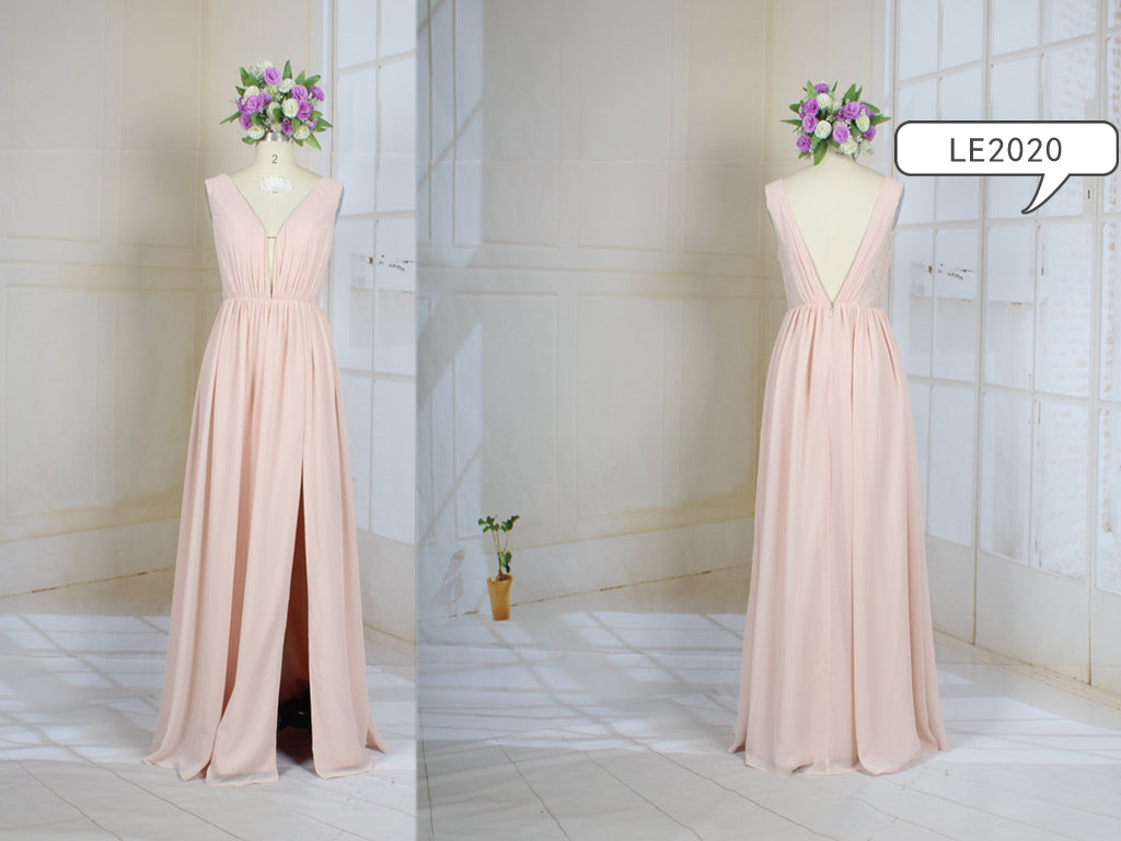 LE2020 - Robe de soirée formelle sans manches couleur pastel pour occasions spéciales