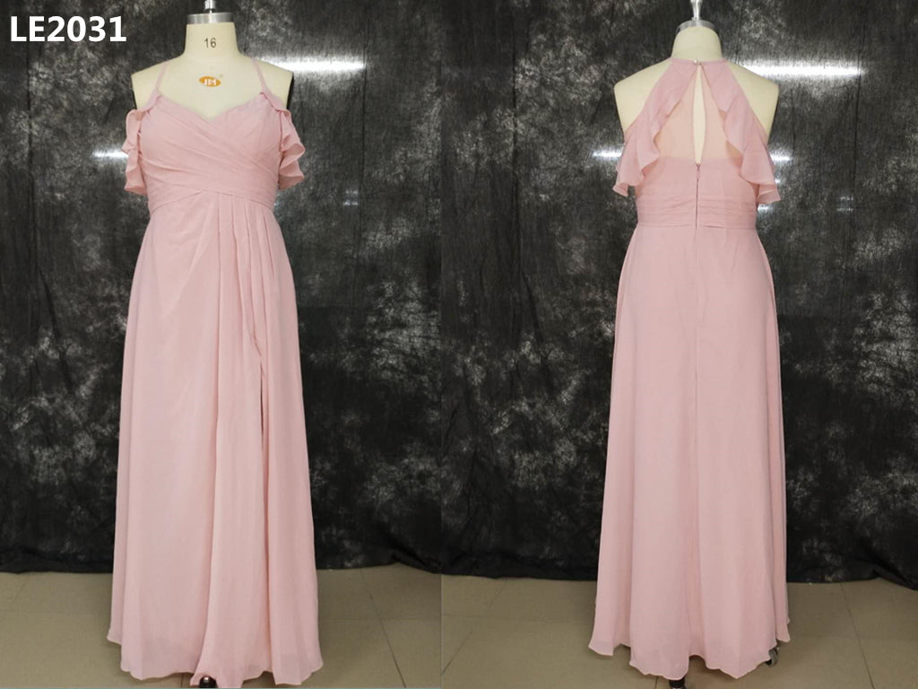 LE2031 - empire waist haler style plus size formal evening gown party dress
