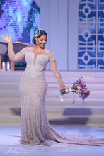 C2022-BB28x - Swarovski Crystal beaded Wedding Gown w Elegant long sleeves