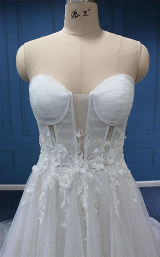 WT4716 corset style strapless a-line wedding gown