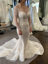 C2024-LSC61 - Sheer long sleeve wedding gown with swarovski crystals and illusion neckline