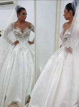 C2018 - LSSK88 - Swarovski Crystal beaded Wedding Gown with Long Sheer Sleeves