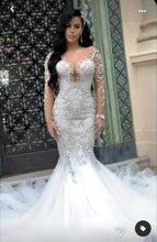 C2022-LS77 - Beaded long sleeve couture fitted wedding gown