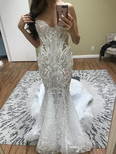 C2021-SE - strapless fit-to-flare wedding gown with beaded embroidery