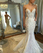 C2021-SE - strapless fit-to-flare wedding gown with beaded embroidery