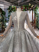 Style 0720-104 - Crystal beaded long sleeve formal ball gown