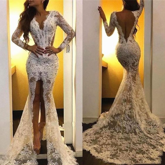 C2022-LSS003 - Couture long sleeve sexy wedding gown