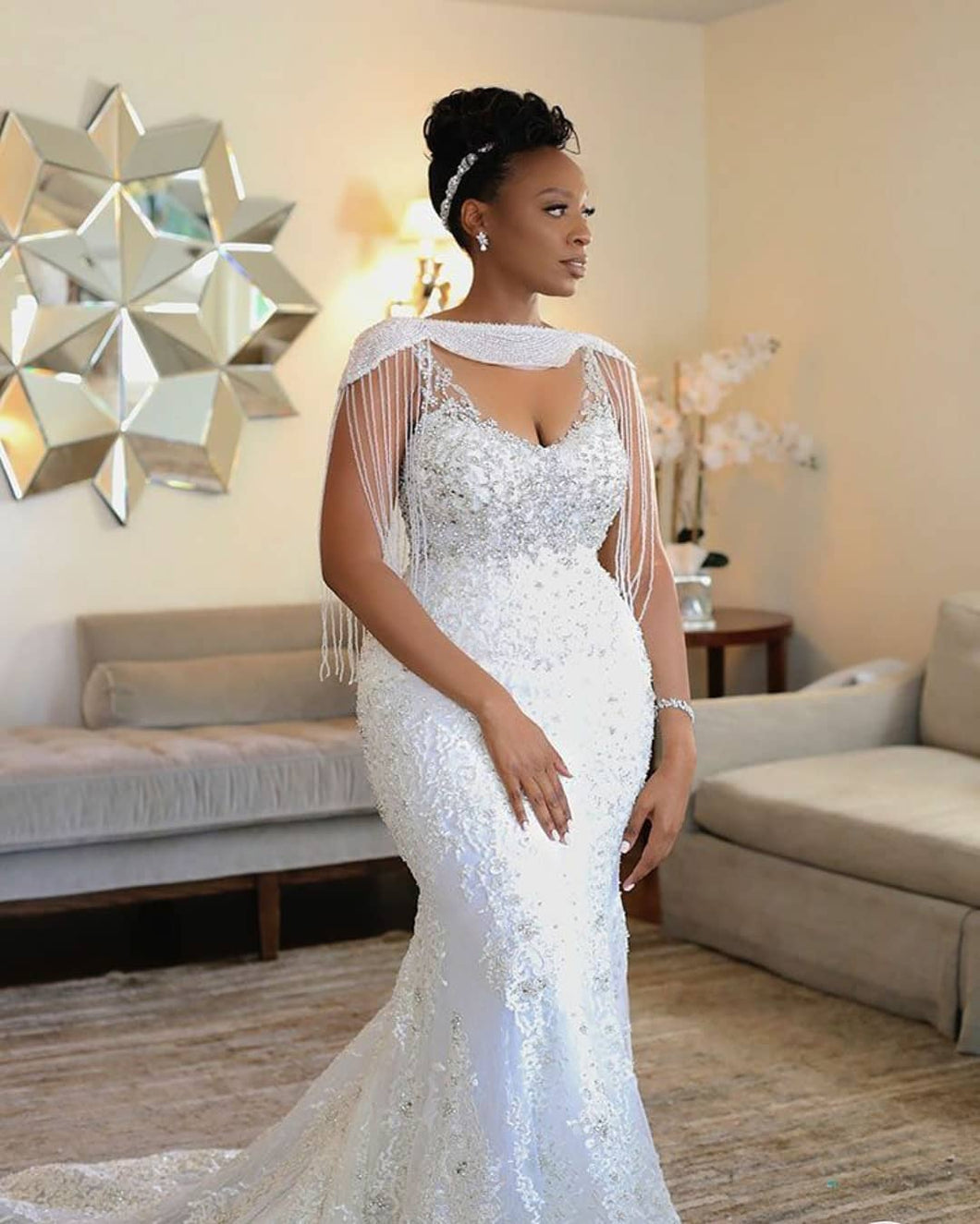 Made to order beaded plus size wedding gown