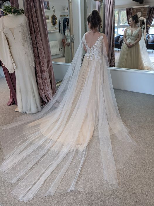 V-neck plus size lace wedding gown