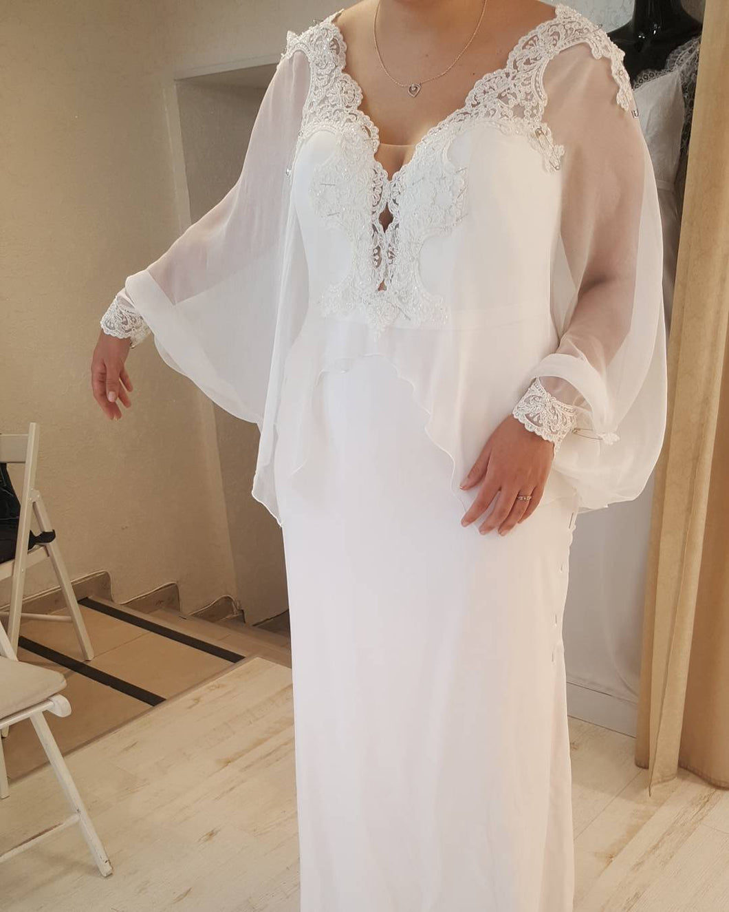 Style #41c8 - Doleman sleeve plus size wedding dresses -