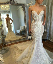 C2021-SB022b  strapless 3D embroidered fit-to-flare wedding gown