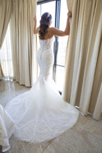 C2022-BE339 - strapless beaded embroidery wedding gown with train