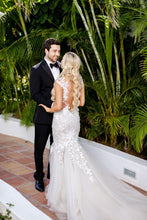 C2022-LS022 - corset style beaded lace wedding gown with straps