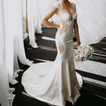 C2022-SS911 - sheer cap sleeve sexy lace wedding gown