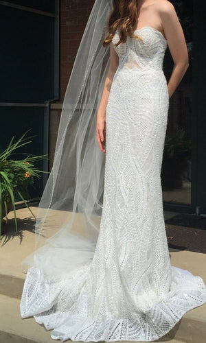 C2022-SE110 vestido de novia estilo bordado sin tirantes