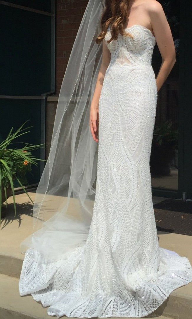 C2022-SE110  strapless embroidery style wedding gown