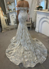 C2022-OS225 off the shoulder embroidered beaded lace wedding gown