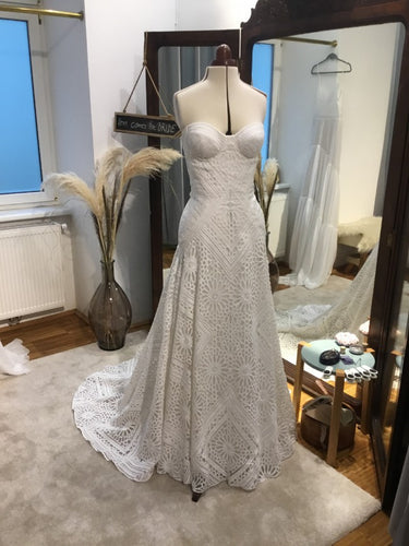 C2022-VS30 vestido de novia vintage bohemio sin tirantes