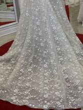 C2023-A661 plus size a-line flower motif wedding gown with straps