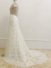 C2023-SCS66a - short cap sleeve empire waist lace wedding gown