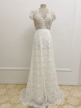 C2023-SCS66a - short cap sleeve empire waist lace wedding gown