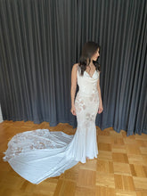 C2023-cn71 sleeveless cowl neck fitted wedding gown