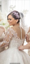 C2022-BGLS 622  V-neck sheer long sleeve ball gown wedding dress