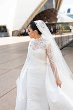 C2023-LS619 - Illusion neckline long sleeve ball gown wedding dress