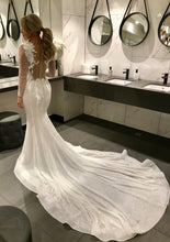 C2022-BLS64 - Beaded long sleeve v-neck wedding gown