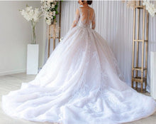C2022-sbs008 - Sheer beaded long sleeve ball gown wedding dress