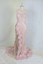 Style #95153 pastel pink couture designer 3D evening gown for pageants