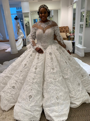 C2021BG8 - Long sleeve wedding gowns with tons of Bling