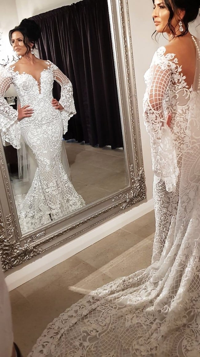 C2022-BSv227 - Trumpet long sleeve lace wedding gown from Darius Couture