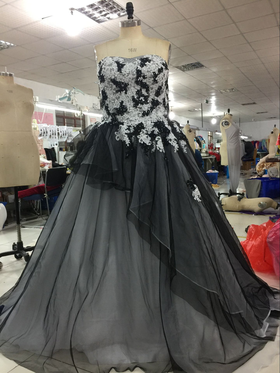 Strapless black ball gowns