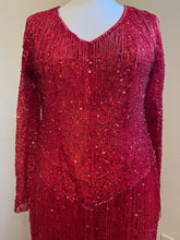 Style RM5193 - Replica of a Reba McEntire red long sleeve beaded pant suit