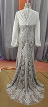 C2022-1029MBU - long bishop sleeve empire waist formal wedding gown