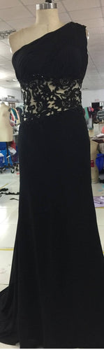 Style C2019os33 - Black one shoulder Evening Gown
