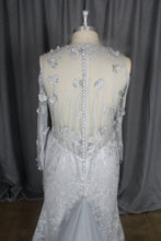 C2021-KBables - Sheer long sleeve platinum grey plus size wedding gown