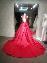 Style LE1197 - Sleeveless red lace ball gown